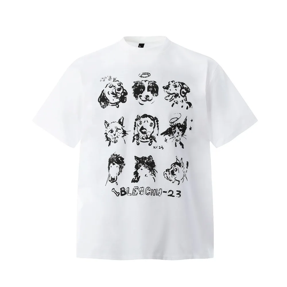 Street Pattern Loose Short Sleeve T shirt White - Shop at LoveMi