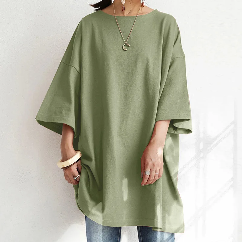 Personality Round Neck Loose Women's T-shirt - Green