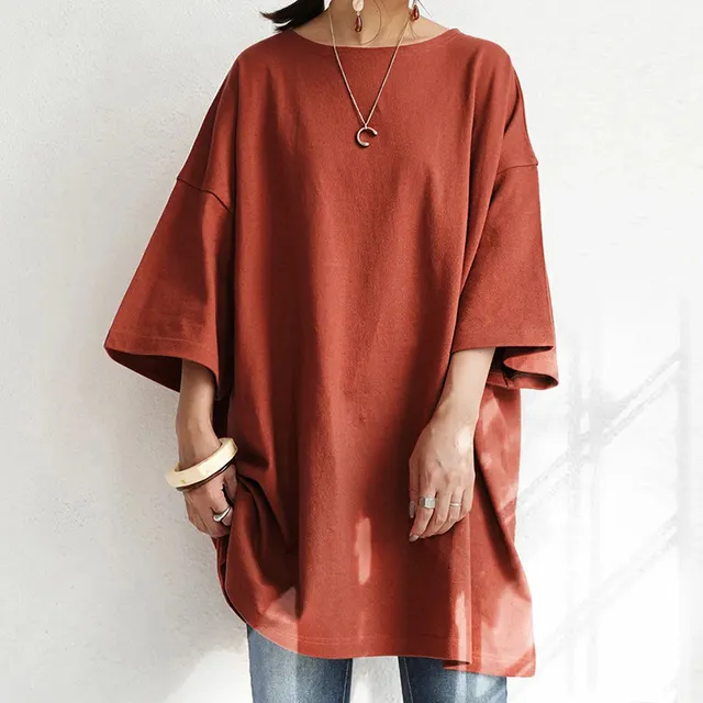 Personality Round Neck Loose Women's T shirt Orange - Shop at LoveMi