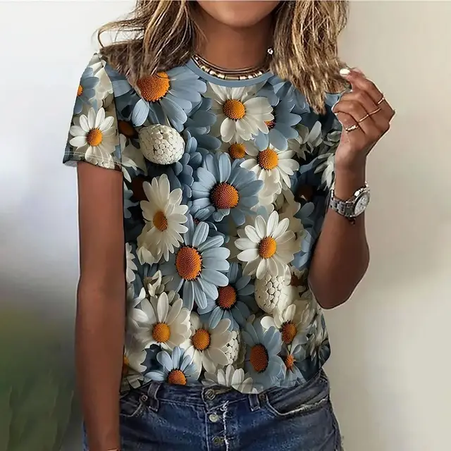 Women's Fashion Personalized 3D Floral Printed Casual T shirt 3E5Zlwq - Shop at LoveMi