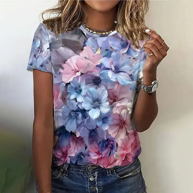 Women's Fashion Personalized 3D Floral Printed Casual T shirt 3E5Zlwr - Shop at LoveMi
