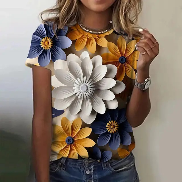 Women's Fashion Personalized 3D Floral Printed Casual T shirt 3E5Zlws - Shop at LoveMi