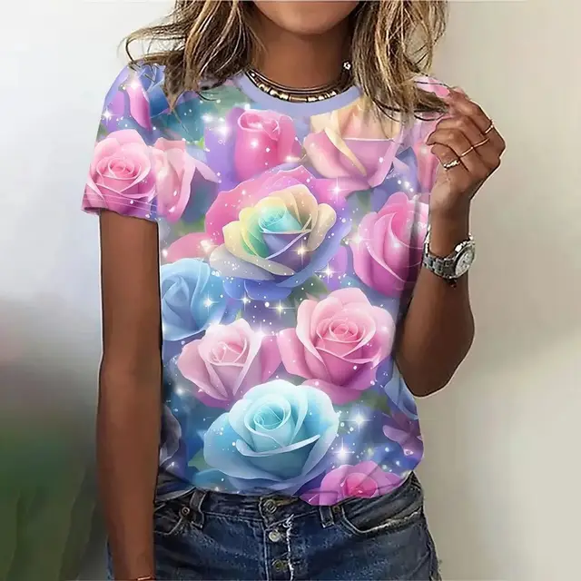Women's Fashion Personalized 3D Floral Printed Casual T shirt 3E5Zlwz - Shop at LoveMi
