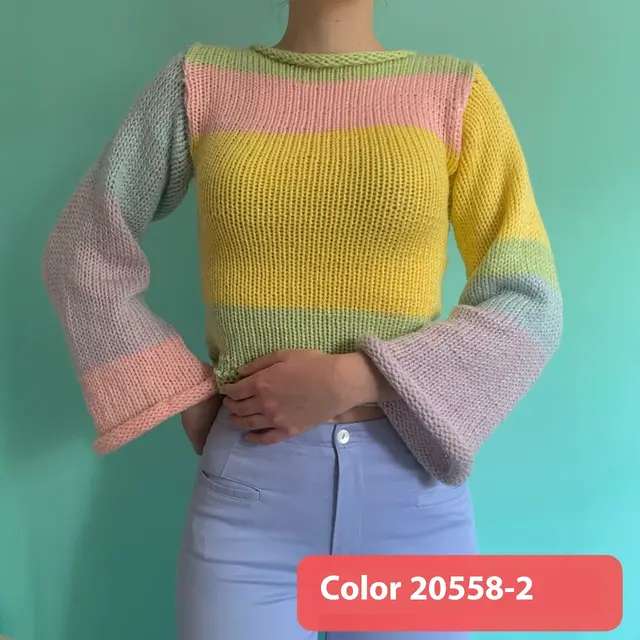 Autumn And Winter Women's Pullover Stripe Round Sweater Loose Plus Size Rainbow Sweater Style02 - Shop at LoveMi
