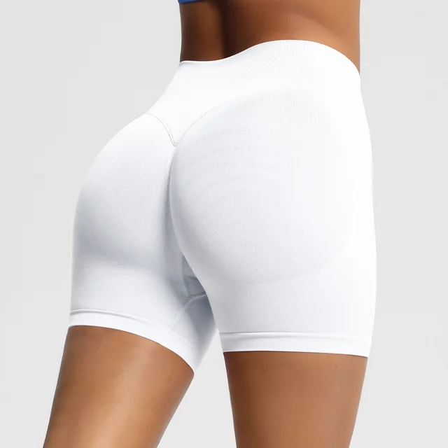Seamless Three section Waist Fitness Shorts Women's High Top Sports Yoga Shorts White - Shop at LoveMi