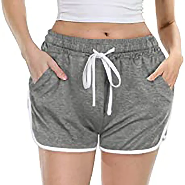 Women's Casual Solid Color Tether Shorts Gray - Shop at LoveMi