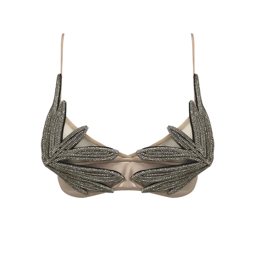 Fashion Underwear Long Cutout Sling Chest Necklace - Apricot - View 1