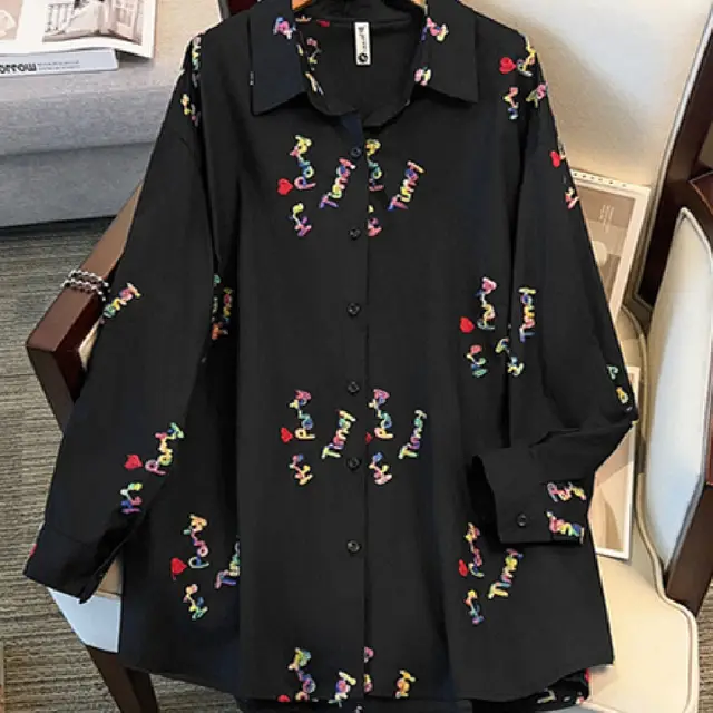 Fashion Personality Female Letter Embroidered Top Black - Shop at LoveMi