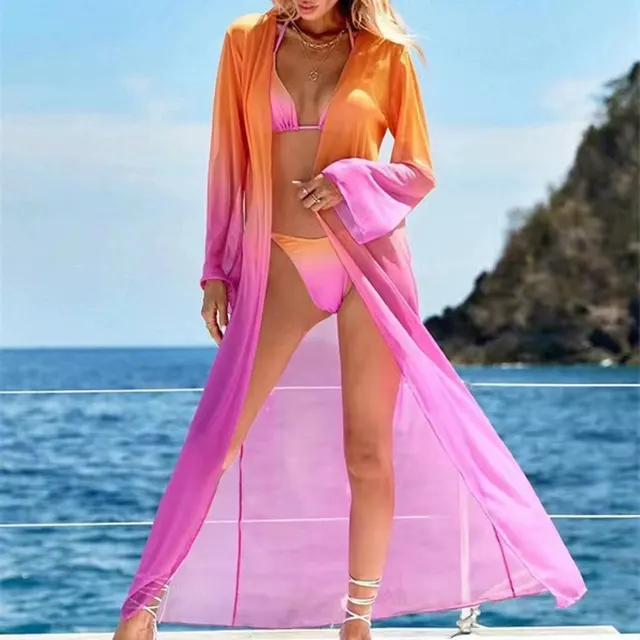 Cross border Bikini Three Piece Swimsuit Women's Sexy Three point Gradient Orange Gradient - Shop at LoveMi
