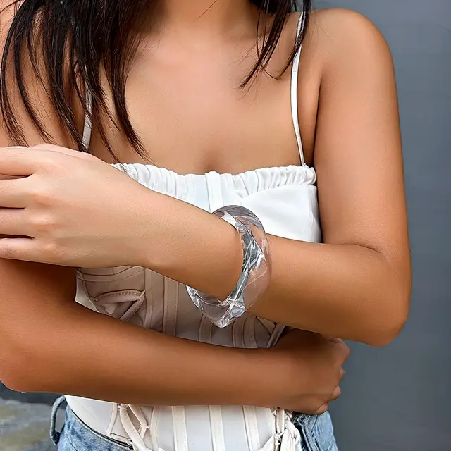 Exaggerated Design Polygon Translucent Bracelet Transparent Color - Shop at LoveMi