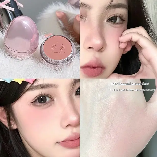 Low Saturation Gray Powder Repair Makeup Tender Rouge Solid Cosmetic Egg 02 Gray Pink - Shop at LoveMi