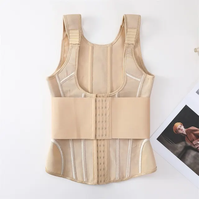 Six Breasted Chest Support Corset Belly Contracting Orthopedic Vest Tights Shaping Top Apricot - Shop at LoveMi