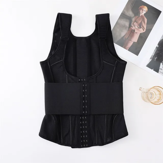 Six Breasted Chest Support Corset Belly Contracting Orthopedic Vest Tights Shaping Top Black - Shop at LoveMi