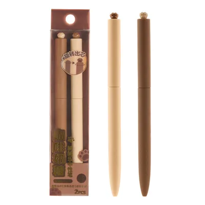 Cat's Paw Sugar Simple Quick drying Rotating Gel Pen Coffee Toffee Suit 2 Pieces - Shop at LoveMi