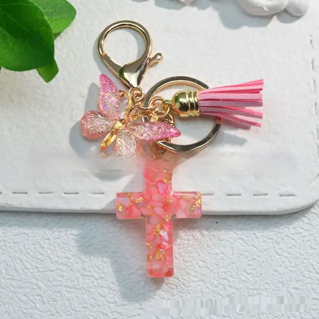 Resin Epoxy Cross Men's And Women's Bag Automobile Hanging Ornament Pink - Shop at LoveMi