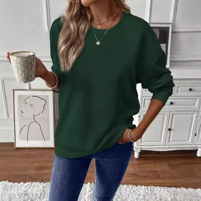 Women's Fleece lined Casual Solid Color Hoodie Dark Green - Shop at LoveMi