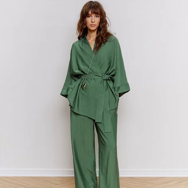 Elastic Rayon Pajamas Suit European And American Green - Shop at LoveMi