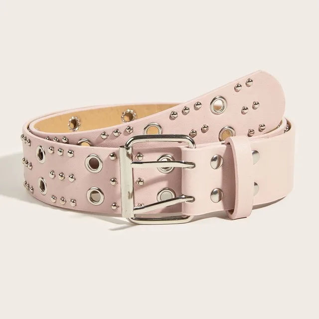 Punk Trendy Personalized Women's Double Row Casual Belt Pink - Shop at LoveMi