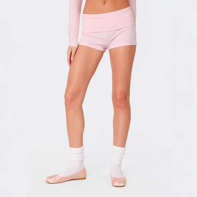 Women's Basic Tight Low Waist Bottoming Casual Shorts Pink - Shop at LoveMi