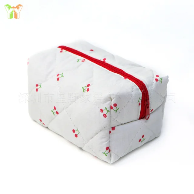 Large Capacity Travel Multifunctional Floral Makeup Bag White Cherry - Shop at LoveMi