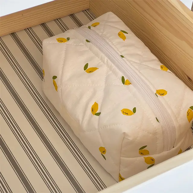 Large Capacity Travel Multifunctional Floral Makeup Bag White Lemon - Shop at LoveMi