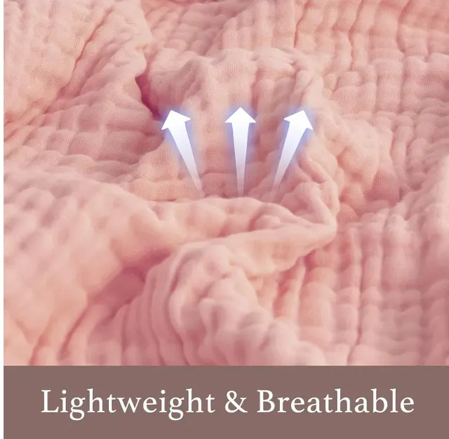 6 Layers Cotton Muslin Thermal Blanket Gauze Blanket Pink - Shop at LoveMi