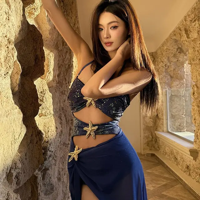 Swimsuit Women's Beach Vacation Belly Covering Blue - Shop at LoveMi