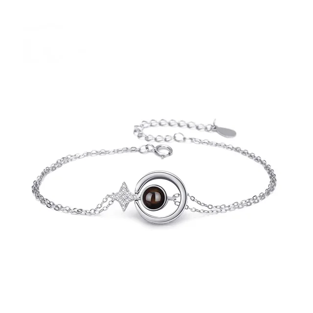 S925 Round Star Studded Diamond Women's Bracelet Platinum - Shop at LoveMi