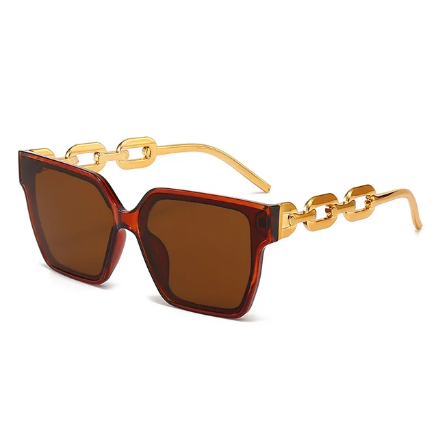 New Large Square Frame Men's And Women's Street Shot Fashion Sunglasses Full Tea Frame Dried - Shop at LoveMi