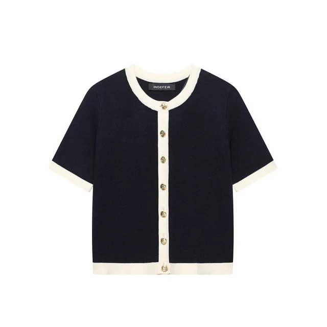 Spring And Summer New Women's Clothing Classic Style Contrast Color Knitwear Coat Knitted Mini Skirt Top - Shop at LoveMi