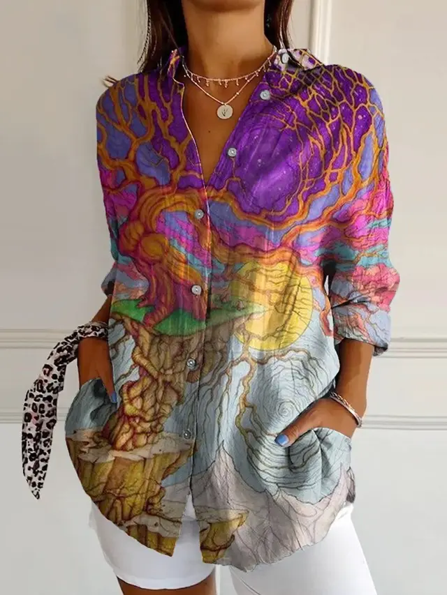 Women's Drop shoulder Sleeve 3D Digital Printing Long sleeved Shirt Yo54905 - Shop at LoveMi