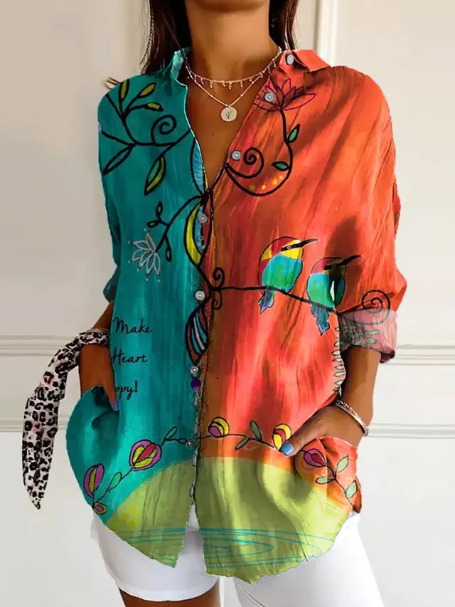 Women's Drop shoulder Sleeve 3D Digital Printing Long sleeved Shirt Yo54909 - Shop at LoveMi
