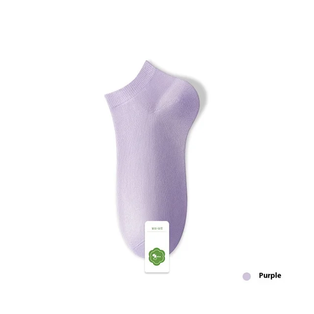 Women's Pure Cotton Spring And Summer Seamless Socks Deodorant Sweat Absorbing Socks Purple - Shop at LoveMi