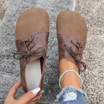 Plus Size Women's Shoes Retro Flat Bottom Casual Low-top Lace-up Gommino - Brown