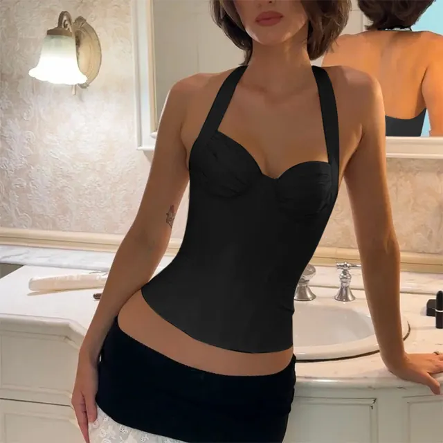 Hot Girl New For Women Sexy Waist Trimming Cropped Tank Top Black - Shop at LoveMi