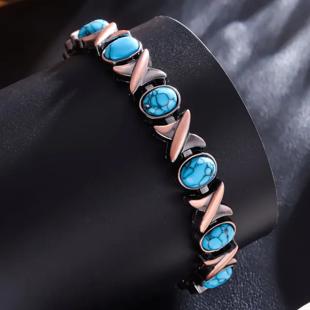 Turquoise Magnet Bracelet Bronze Brushed Retro Creative Turquoise Bracelet - Shop at LoveMi