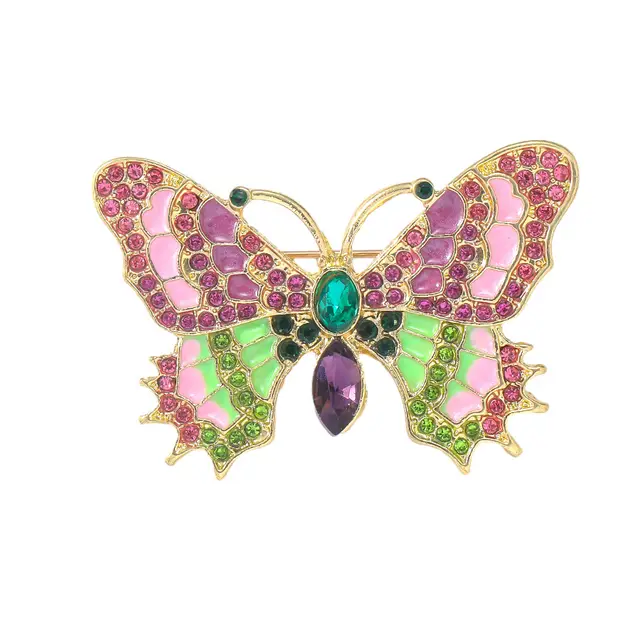 Broken Butterfly Vintage Dripping Enamel Colorful Crystals Butterfly Brooch Color - Shop at LoveMi