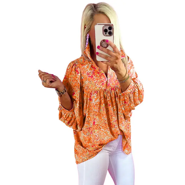 Casual Loose Floral Print Chiffon Blouse For Women Lc25128282P1420 - Shop at LoveMi
