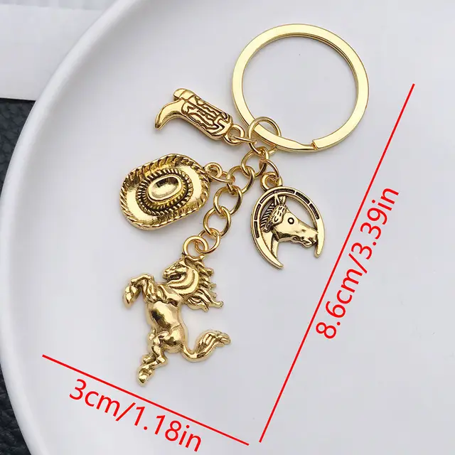 Ancient & Gold Western Cowboy Hat Boots Horse Keychain Er853 Ancient & Gold - Shop at LoveMi