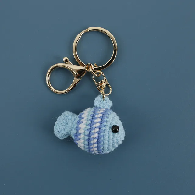 Creative Hand Crocheted Clownfish Pendant Keychain Blue Clownfish - Shop at LoveMi