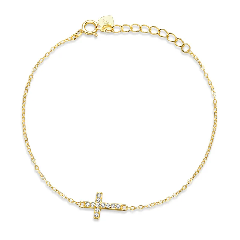 Hollow Sterling Silver Cross Fashion Simple Lady - Bsb088 Gold - View 1