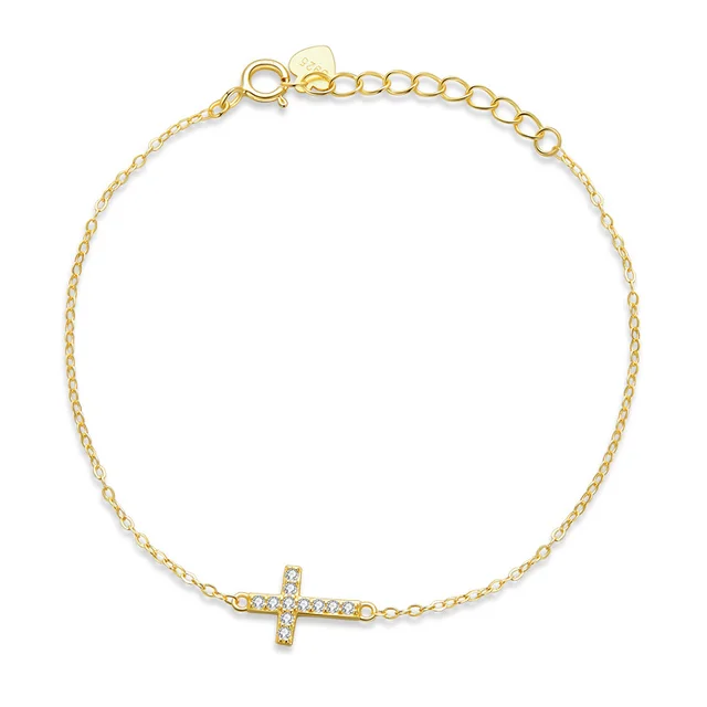 Hollow Sterling Silver Cross Fashion Simple Lady Bsb088 Gold - Shop at LoveMi
