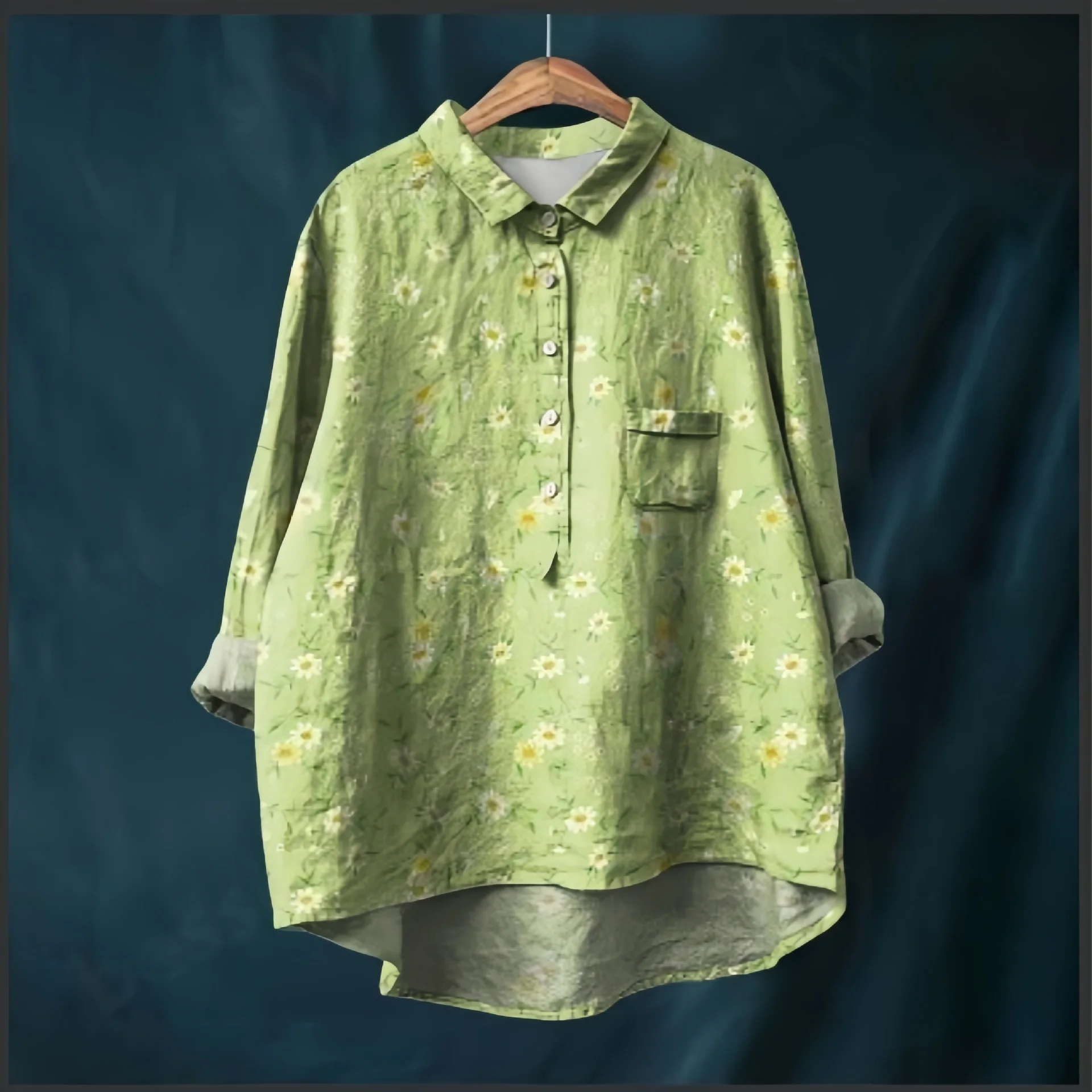 Animal Print Hawaiian Long Sleeve Shirt - Chrysanthemum Truncatum