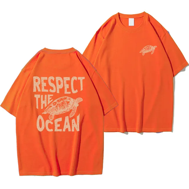 Ladies Respect Ocean Turtle Printed T shirt Orange - Shop at LoveMi