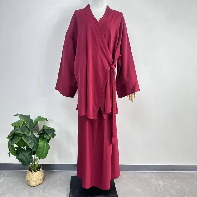 Dubai Fashion Elegant Women's Clothing Two piece Suit Wine Red - Shop at LoveMi