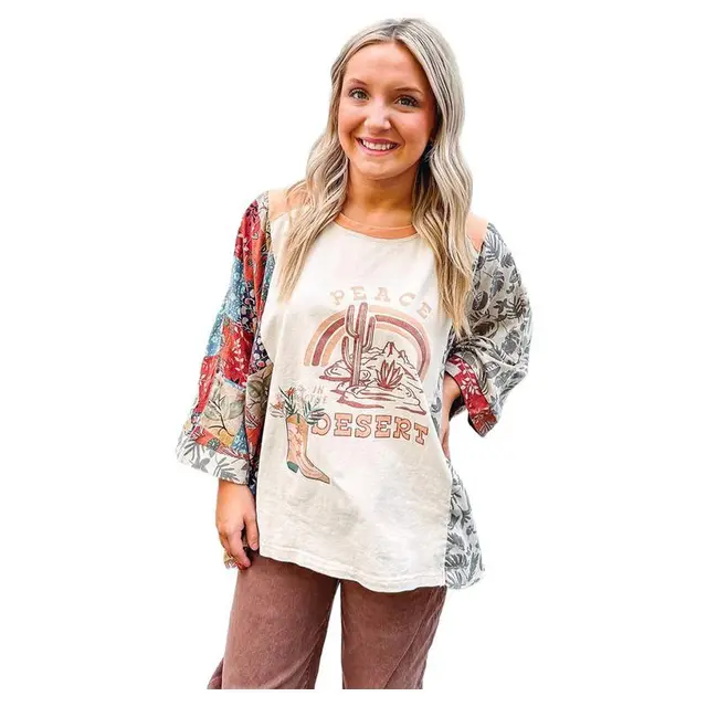 Spring And Summer New Pullover Round Neck Chiffon Shirt For Women Loose Slim Fit Lc25227965P22 - Shop at LoveMi