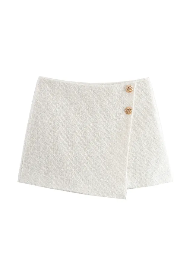 Women's Fashionable Temperamental All match Double breasted Coat Skirt White Culottes - Shop at LoveMi