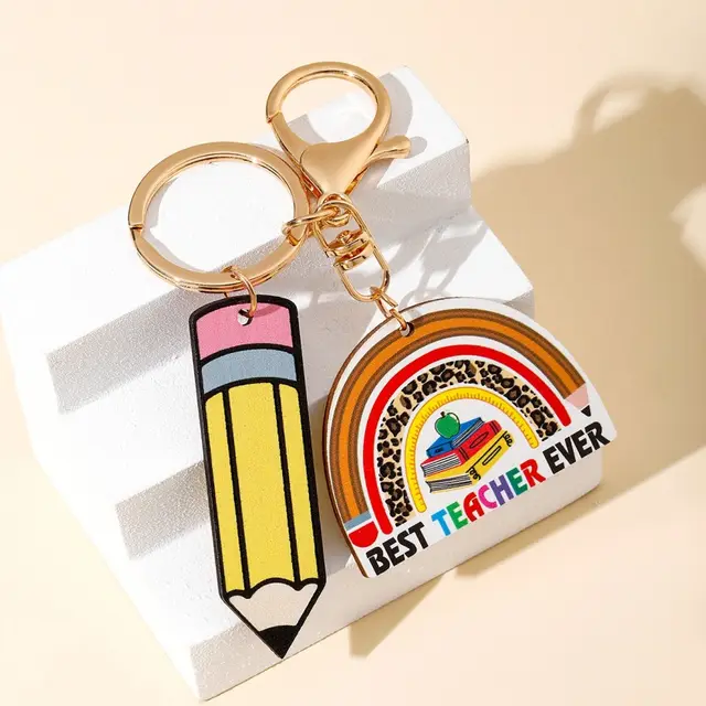 Rainbow Pencil Wooden Board Tassel Key Chain Pendant Rainbow Pencil - Shop at LoveMi