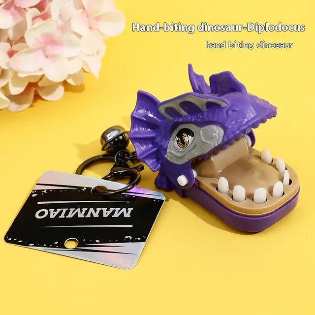 Creative Cartoon Biting Dinosaur Toy Car Key Ring Double Crown Dragon - Shop at LoveMi