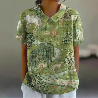 Summer Short Sleeve Printed Pullover Shirt Style4 Xxl - Shop at LoveMi